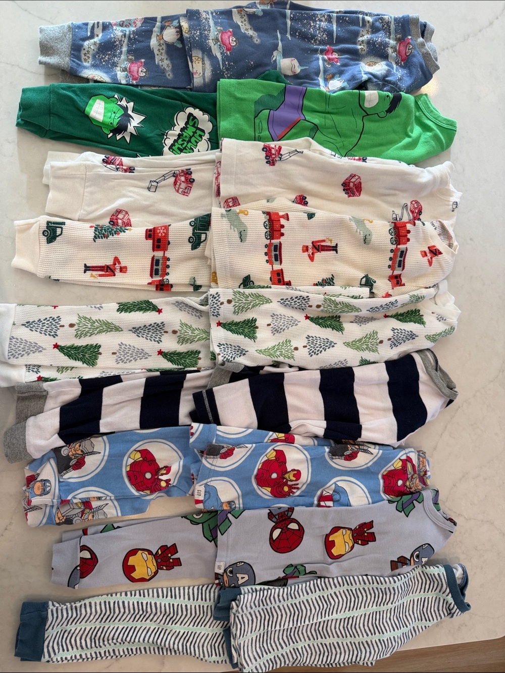 Multiples Kids Pajama Set Bundle - Blue, Green, White, Navy